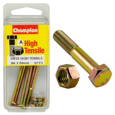 Champion M6 x 60 Bolt & Nut (A) - GR8.8
