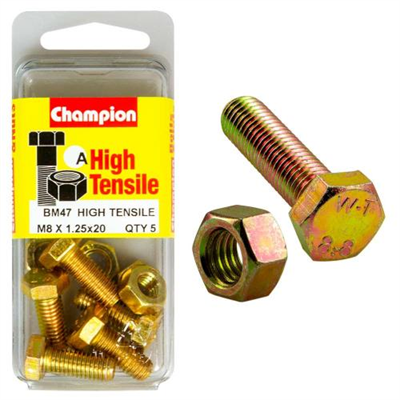 Champion M8 x 20 Set Screw & Nut (A) - GR8.8