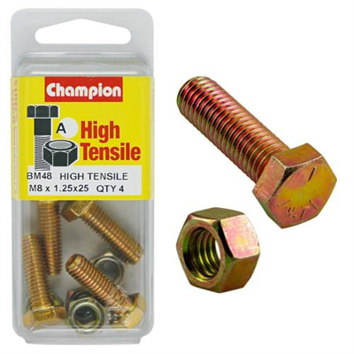 Champion M8 x 25 Set Screw & Nut (A) - GR8.8