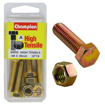 Champion M8 x 35 Set Screw & Nut (A) - GR8.8