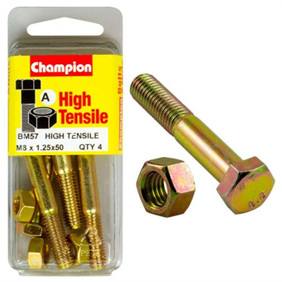 Champion M8 x 50 Bolt & Nut (A) - GR8.8