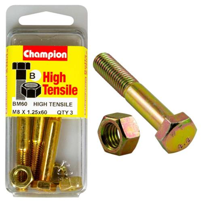 Champion M8 x 60 Bolt & Nut (B) - GR8.8