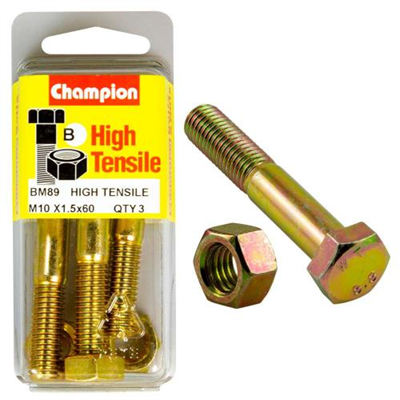 Champion M10 x 60 Bolt & Nut (B) - GR8.8