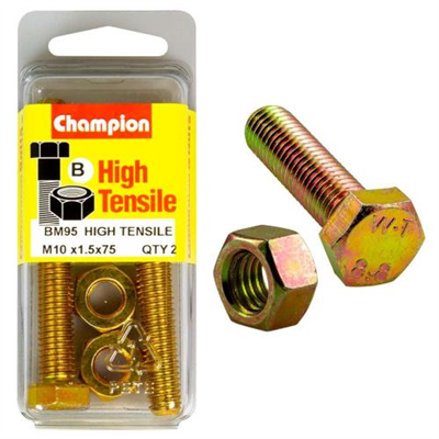 Champion M10 x 75 Bolt & Nut (B) - GR8.8