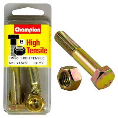Champion M10 x 80 Bolt & Nut (B) - GR8.8