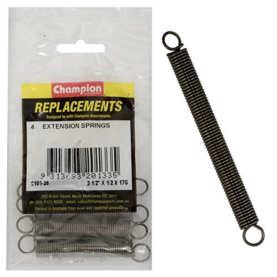 Champion 62 x 12 x 1.4mm Extension Spring -4pk
