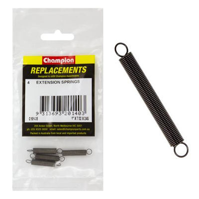 Champion 25 x 6 x 0.6mm Extension Spring -4pk