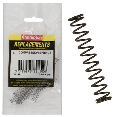 Champion 75 x 8 x 0.5mm Compression Spring-6pk