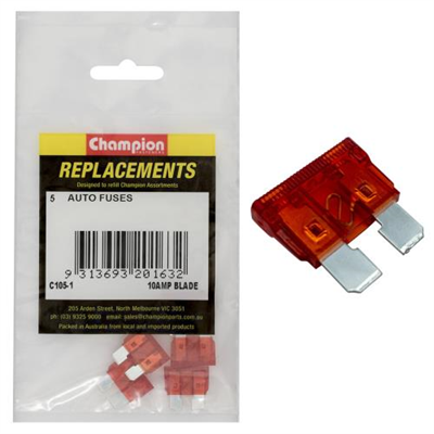 Champion AF 10Amp Standard Blade Fuse -5pk