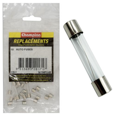 Champion 3Ag 20 Amp Glass Fuse -10pk