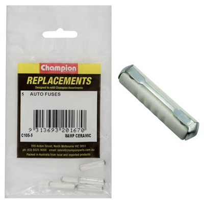 Champion 6Ac 8Amp Ceramic (Euro) Fuse -5pk