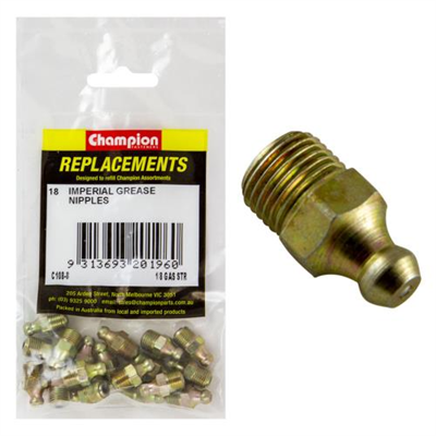 Champion 1/8in BSP (Gas) Straight Grease Nipple -18pk