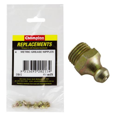 Champion M10 x 1.00mm Straight Grease Nipple -4pk