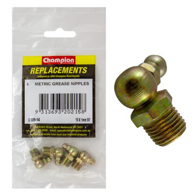 Champion M10 x 1.00mm 90-Deg. Grease Nipple -4pk