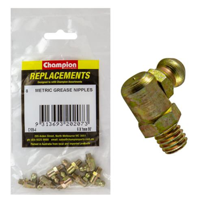 Champion M6 x 1.00mm 90-Deg. Grease Nipple -8pk