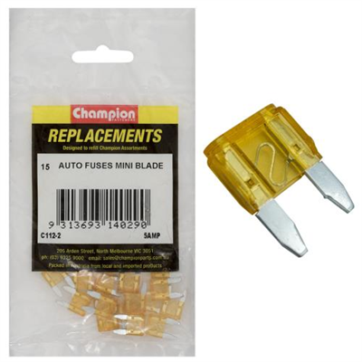 Champion 5Amp Mini Blade Fuse (Tan) -15pk