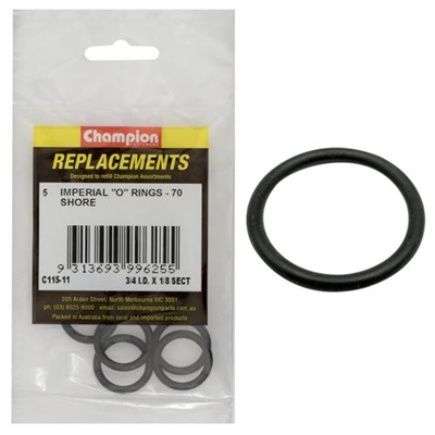 Champion 3/4in (I.D.) x 1/8in Imperial O-Ring -5pk