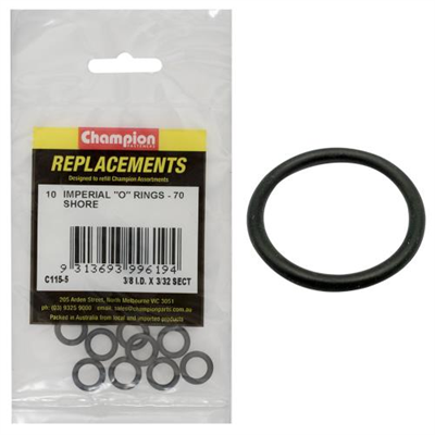 Champion 3/8in (I.D.) x 3/32in Imperial O-Ring -10pk
