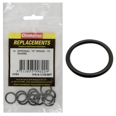 Champion 9/16in (I.D.) x 3/32in Imperial O-Ring -10pk