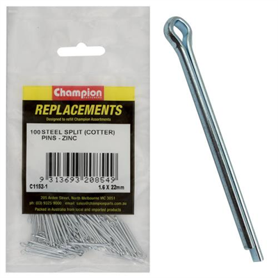 Champion 1.6mm x 22mm Steel Split (Cotter) Pin -100pk