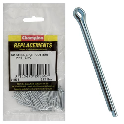 Champion 2.0mm x 22mm Steel Split (Cotter) Pin -100pk