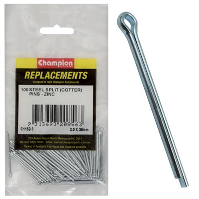 Champion 2.0mm x 36mm Steel Split (Cotter) Pin -100pk