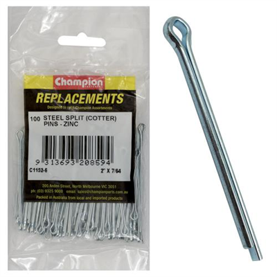 Champion 7/64in x 50mm Steel Split (Cotter) Pin -100pk