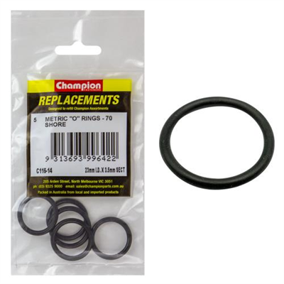 Champion 23mm (I.D.) x 3.5mm Metric O-Ring -5pk