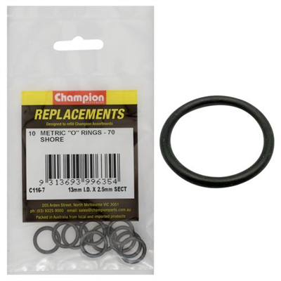 Champion 13mm (I.D.) x 2.5mm Metric O-Ring -10pk