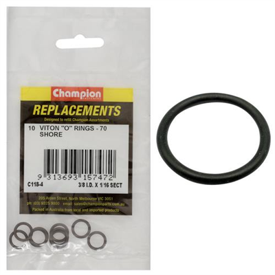 Champion 3/8in (I.D.) x 1/16in Imperial Viton O-Ring -10pk