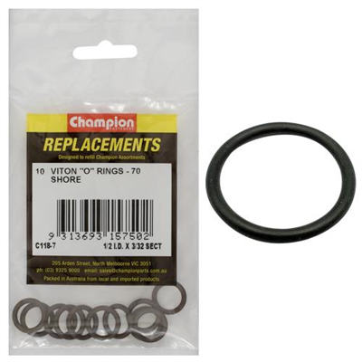 Champion 1/2in (I.D.) x 3/32in Imperial Viton O-Ring -10pk