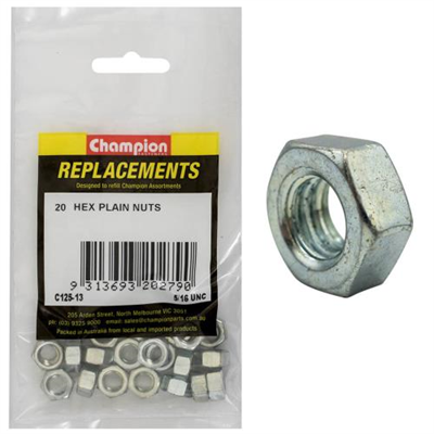 Champion 5/16in UNC Hexagon Nut -20pk