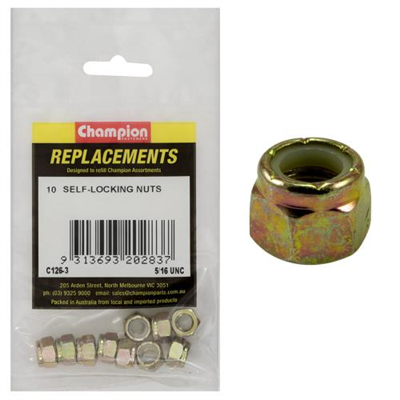 Champion 5/16in UNC Nylon insert Self-Locking Nut -10pk