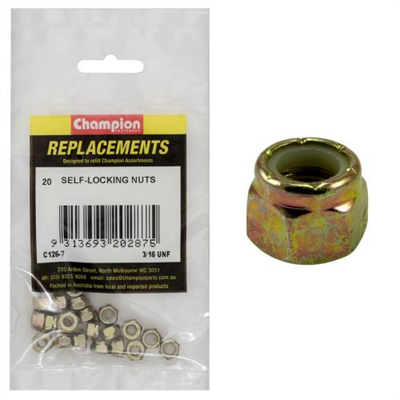 Champion 3/16in UNF Nylon insert Self-Locking Nut -20pk