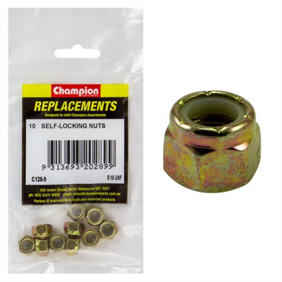 Champion 5/16in UNF Nylon insert Self-Locking Nut -10pk