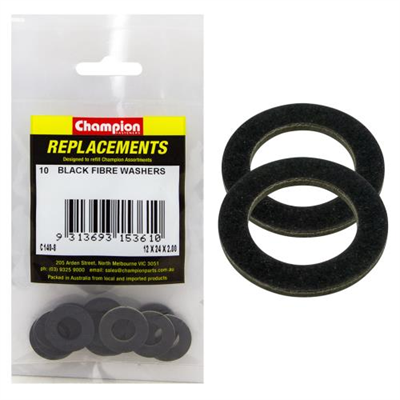 Champion M12 x 24 x2.0mm Black Fibre (Sump Plug) Washer-25pk