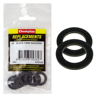 Champion M18 x 28 x2.0mm Black Fibre (Sump Plug) Washer-10pk