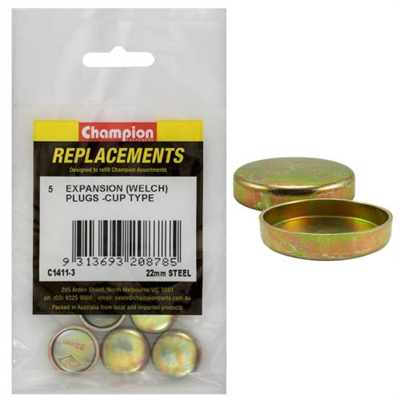 Champion 22mm Steel Expansion (Frost) Plug -Cup Type -5pk**