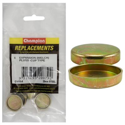 Champion 25mm Steel Expansion (Frost) Plug -Cup Type -5pk**