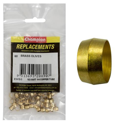 Champion 1/4in Brass Compression Type Olive -60pk