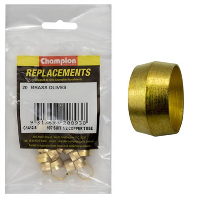 Champion 1/2in Brass Compression Type Olive -20pk