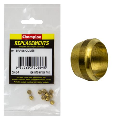 Champion 3/16in Brass Compression Type Olive -10pk