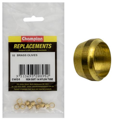 Champion 1/4in Brass Compression Type Olive -10pk