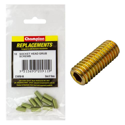 Champion M8 x 16mm Socket Grub Screw -10pk