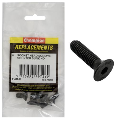 Champion M8 x 16mm C/Sunk Socket Head Cap Screw -6pk