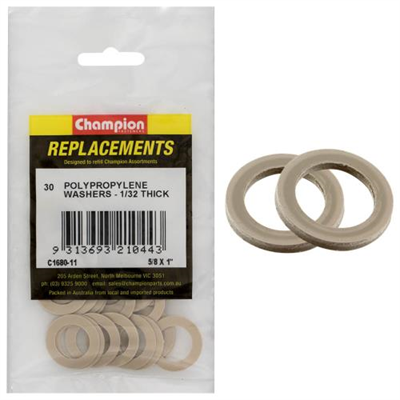 Champion 5/8in x 1in x 1/32in Polypropylene Washer -30pk
