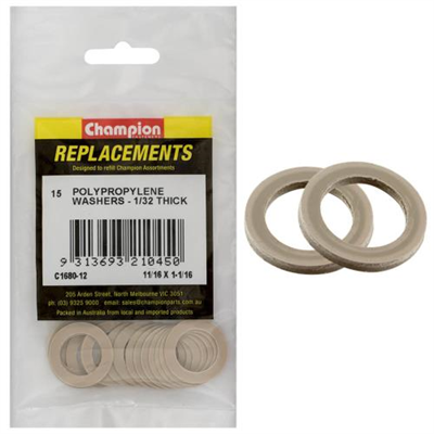 Champion 11/16 x 1-1/16 x 1/32in Polypropylene Washer -15pk