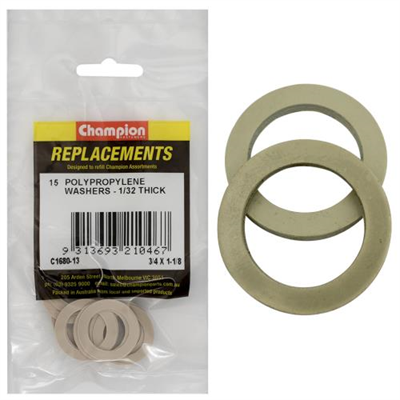Champion 3/4in x 1-1/8in x 1/32in Polypropylene Washer -15pk