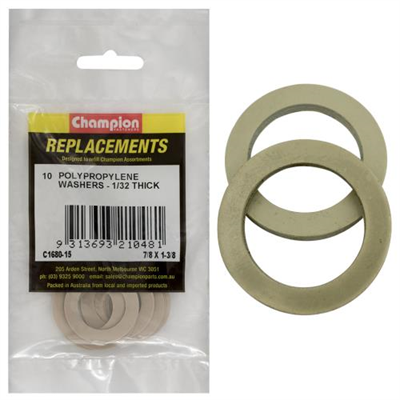 Champion 7/8in x 1-3/8in x 1/32in Polypropylene Washer -10pk