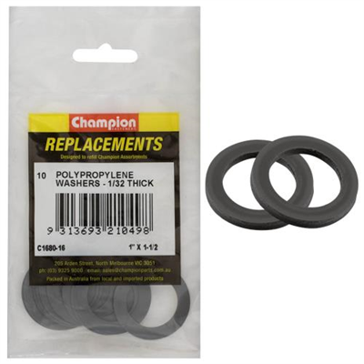 Champion 1in x 1-1/2in x 1/32in Polypropylene Washer -10pk